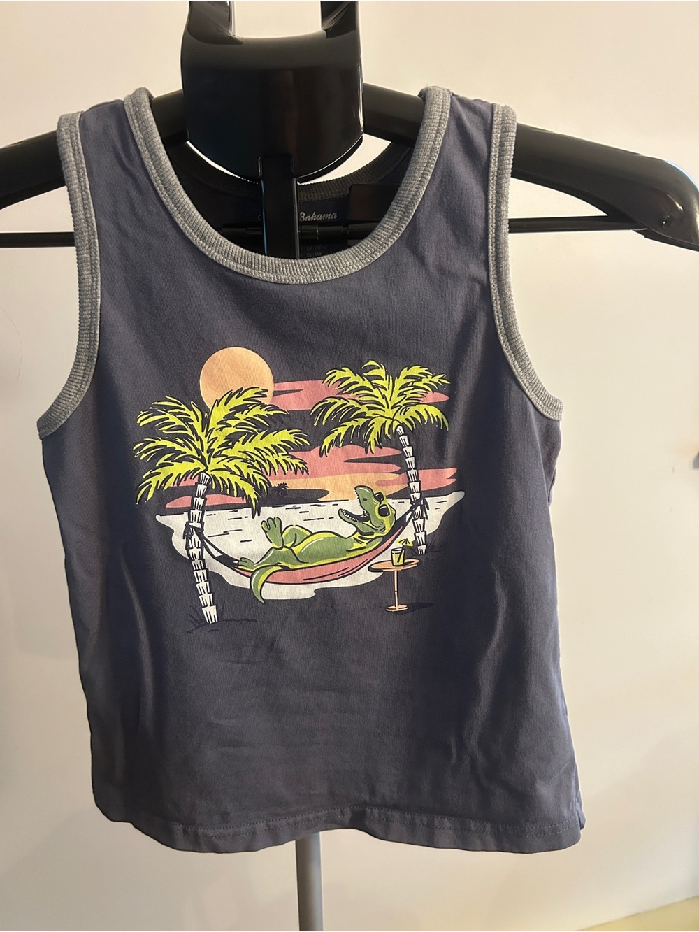 Tommy Bahama Navy Tank Top with Tropical Lizard Graphic